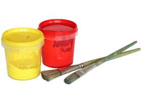 Acrylic paint and paint brushes