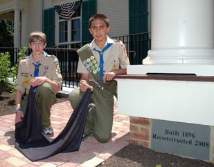 Monmouth County Boy Scouts present the Thompson Park Mansion cornerstone
