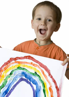 Young boy with painting