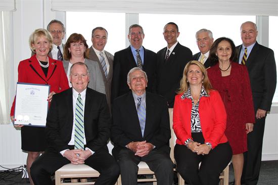 Assemblywoman Mary Pat Angelini; Lou Papparozzi - Community Partnership, Eileen Higgins - WIB Executive Director; Commissioner Harold Wirths - Government Partnership; John Andrews - Business Partnership; Mayor Ed Johnson - Community Partnership; Eric Houghtaling - Organized Labor Partnership; Violeta Peters - WIB Trustee; Freeholder John Curley;Sitting: Assistant Prosecutor Tom Huth - Community Partnership; Barry Semple - Education Partnership; Deputy Director Freeholder Serena DiMaso