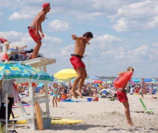 Lifeguards on the beach at Sandy Hook